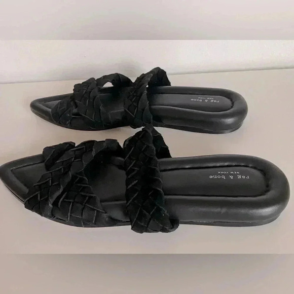 NWOB Rag & Bone Lewis Black Pointed Toe Leather Sandal 37 - Picture 4 of 8